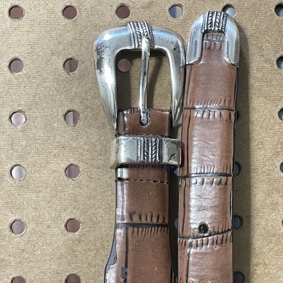 Enmon Vanderbilt Commodores Genuine Leather Grain Metal Belt Brown Size 38 Men - Picture 5 of 9